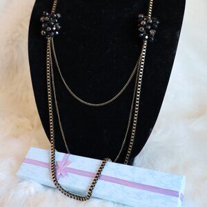Long Brass Tone Chain Necklace